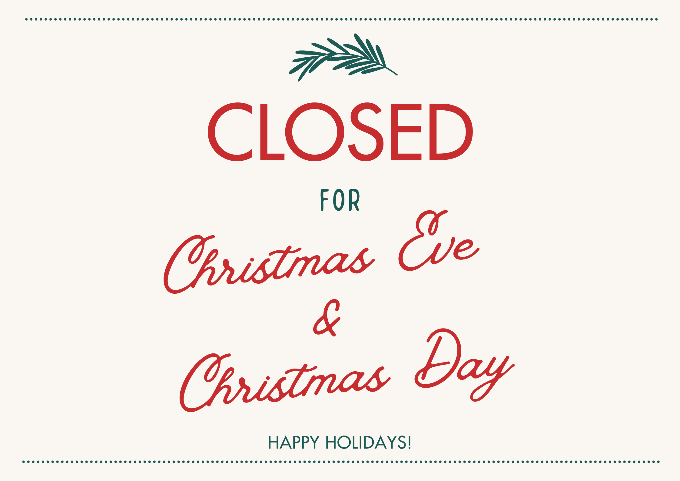 Christmas - Closed